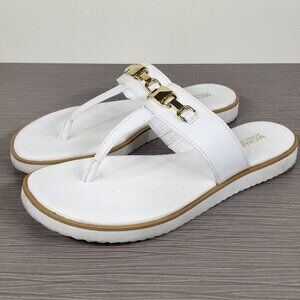 MICHAEL Michael Kors Briar Thong Sandal, White Leather, Womens Size 8.5 M